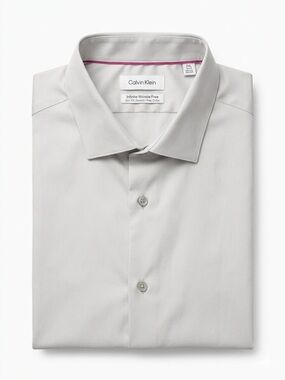 Calvin Klein Slim Fit Light Gray Dress Shirt Mens 2XL